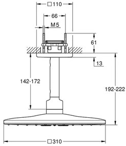 Palarie si brat de dus Grohe Rainshower Mono Cube 310 antracit periat Hard Graphite 2 functii