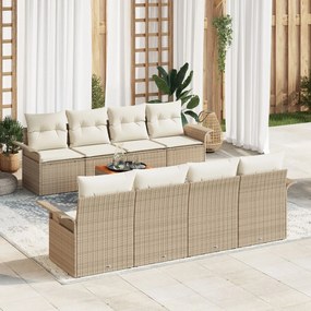 vidaXL Set de canapea de grădină cu 9 piese și perne Bej Ratan Acacia