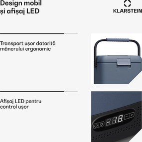 Klarstein Răcitor SwiftFrost 12L, 12V-24V/230V, până la -20 °C, compresor, 2 niveluri de putere, Afișaj LED