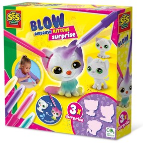 Set creativ copii - Desenez cu aerograf 3 pisici surpriza