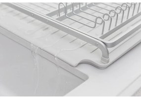 Uscator de vase Brabantia Sinkside 1000205, Tava de scurgere in chiuveta, Suport ustensile, Gri deschis