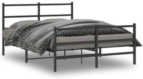 vidaXL Cadru pat metalic cu tăblie de cap/picioare , negru, 140x190 cm