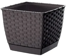 Ghiveci plastic Ratolla Square, antracit, 25 cm
