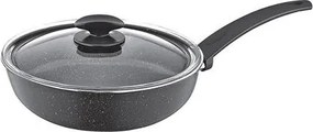 Tigaie aluminiu cu capac ZILAN ZLN2065 - 24cm, strat granit antiaderent, negru