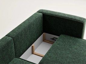 Colțar verde închis extensibil/cu spațiu de depozitare cu tapițerie din chenille (cu colț pe partea stângă/cu șezlong) Velto – Maison de Rêve