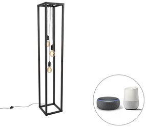 Lampă de podea inteligentă neagră cu 3 lumini, inclusiv Wi-Fi G95 - Big Cage
