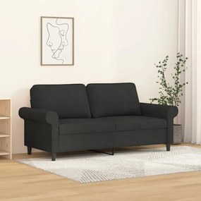 Canapea cu 2 locuri, negru, 140 cm, material textil Negru, 172 x 77 x 80 cm