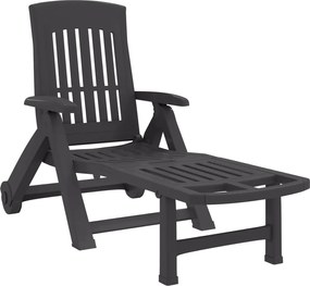 vidaXL Șezlong pliabil cu roți, antracit, PP