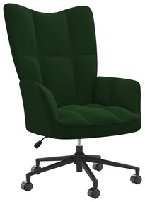 328174 vidaXL Scaun de relaxare, verde închis, catifea