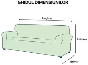 Husa elastica si catifelata pentru canapea 4 locuri + fata perna, culoare Gri Inchis