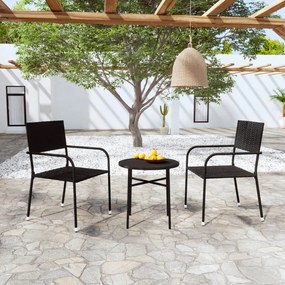 3098033 vidaXL Set mobilier de grădină, 3 piese, negru, poliratan