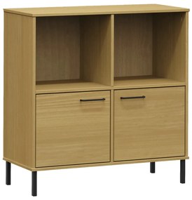 351015 vidaXL Bibliotecă cu picioare metalice OSLO, maro, 90x35x90,5 cm, lemn