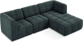 Colțar albastru cu tapițerie din catifea (cu colț pe partea dreaptă/cu șezlong) Aloha – Makamii