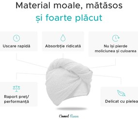 Prosop turban rosu cu uscare rapida, 100% bumbac