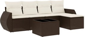 vidaXL Set canapele de grădină cu perne, 6 piese, maro, poliratan