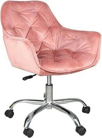 Scaun birou Q-190, stofa catifelata roz antic, 60x44x80 cm