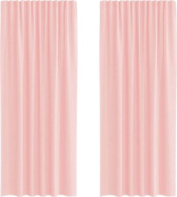 vidaXL Perdele Voile cu buzunare pentru bare 2 buc Roz