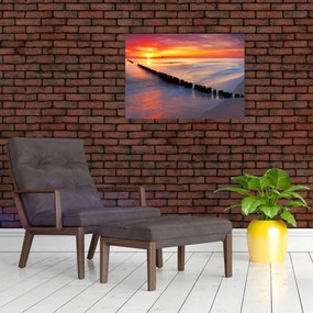 Tablou pe sticlă - Apus de soare, Marea Baltică, Polonia (70x50 cm)