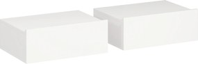 HOMCOM Set de 2 Noptiere Suspendate pentru Dormitor cu Sertar, 40x30x15 cm, Alb | Aosom Romania