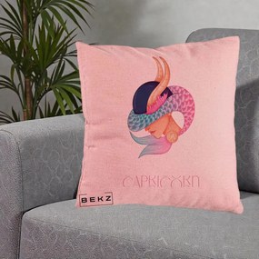 Perna Personalizata Zodiac Capricorn Cowgirl, 40x40 cm, Roz, Husa Detasabila, Perna Inclusa, BEKZ®