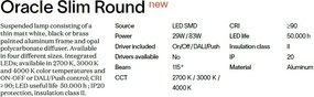 Lustra LED suspendata design circular ORACLE SLIM SP D050 ROUND 3000K ON-OFF OT
