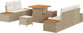 vidaXL Set de canapele pentru grădină cu pernă 8 pcs Bej și crem
