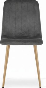 Scaun din catifea Lava grafit gri inchis