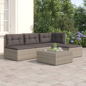 3187189 vidaXL Set mobilier de grădină cu perne, 4 piese, gri, poliratan