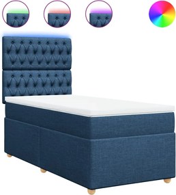 vidaXL Pat box spring cu saltea, albastru, 80x200 cm, textil