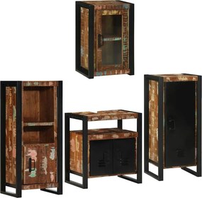 vidaXL Set de mobilier pentru baie cu raft 4 pcs Lemn recuperat solid