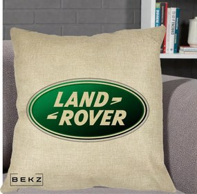 Perna Personalizata cu emblema Land Rover, 40x40 cm, Crem, Husa Detasabila, Perna Inclusa, BEKZ®