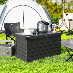 Outsunny Cutie de grădină metal 450L cutie pentru perne cu capac dublu perete 120 x 61 x 62 cm impermeabilă cu închidere Gri | Aosom Romania