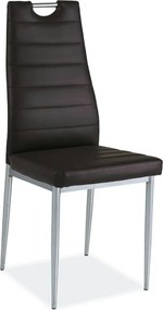 Scaun tapitat H260, maro/crom, piele ecologica/metal, 40X38X96 cm