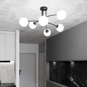 Lustră pe tijă PREGOS 6xE14/10W/230V negru/alb