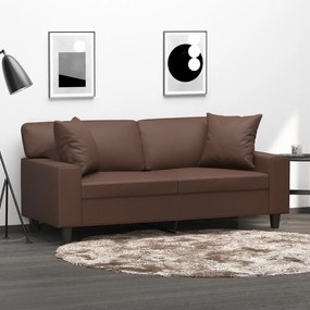 3153061 vidaXL Canapea cu 2 locuri, perne&pernuțe maro 140 cm piele ecologică