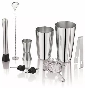 Set shakere si accesorii pentru cocktail Kinghoff KH 1708, 9 buc, 600/750 ml, Inox