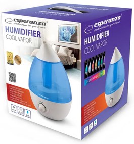 Umidificator Esperanza EHA005, 25W, 40 m², 6 L, 3 trepte, 300 ml/h, Alb/Albastru
