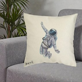 Perna Decorativa Astronaut Acuarela Zbor, 40x40 cm, Ecru, Husa Detasabila, Perna Inclusa, BEKZ®