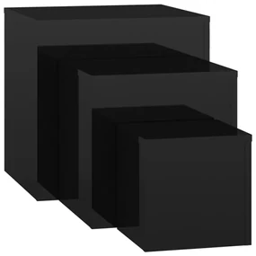 808592 vidaXL Măsuțe laterale, 3 buc., negru extralucios, PAL