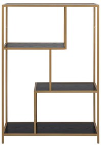 Bibliotecă neagră/aurie 77x114 cm Seaford – Actona