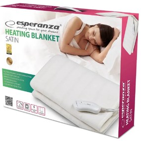 Pad electric pentru pat Esperanza EHB002, 150x80, 60W, 2 nivele, lavabil, protectie la supraincalzire, alb
