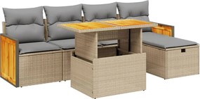 vidaXL Set canapele de grădină cu perne, 6 piese, bej, poliratan