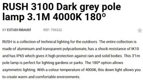 Stalp LED iluminat exterior simetric 180º IP65 RUSH 310cm 4000K