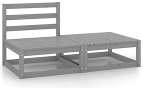 vidaXL Set mobilier de grădină, 2 piese, gri, lemn masiv de pin