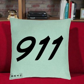 Perna Personalizata 911 Bold, 40x40 cm, Verde Menta, Husa Detasabila, Perna Inclusa, BEKZ®
