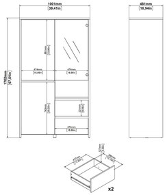 Vitrină albă-în culoare naturală cu aspect de lemn de stejar 100x170x48 cm Next – Tvilum