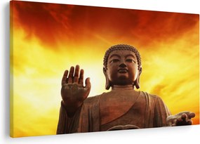 Tablou - Buddha cu fundal roșu și galben (90x60 cm)