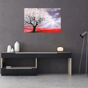 Tablou cu pomul roșu (90x60 cm)