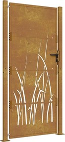 vidaXL Poartă de grădină 100x200 cm, oțel corten, design cu iarbă