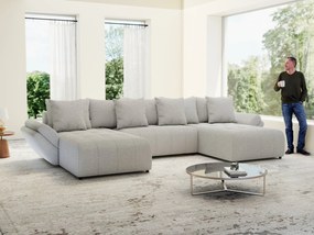 Colțar extensibil dumonde cu ladă de depozitare si sezut confortabil din spuma high-density, Berlin U Euphoria Dove 380x180 cm